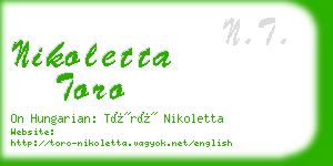 nikoletta toro business card